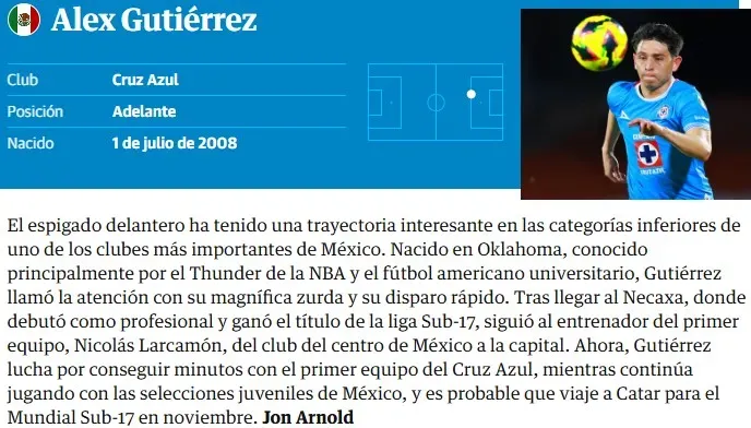 Joya de Cruz Azul entra al Top 60 de talento joven a nivel mundial (The Guardian)