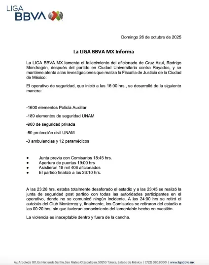 Comunicado de la Liga MX