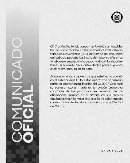Comunicado de Cruz Azul