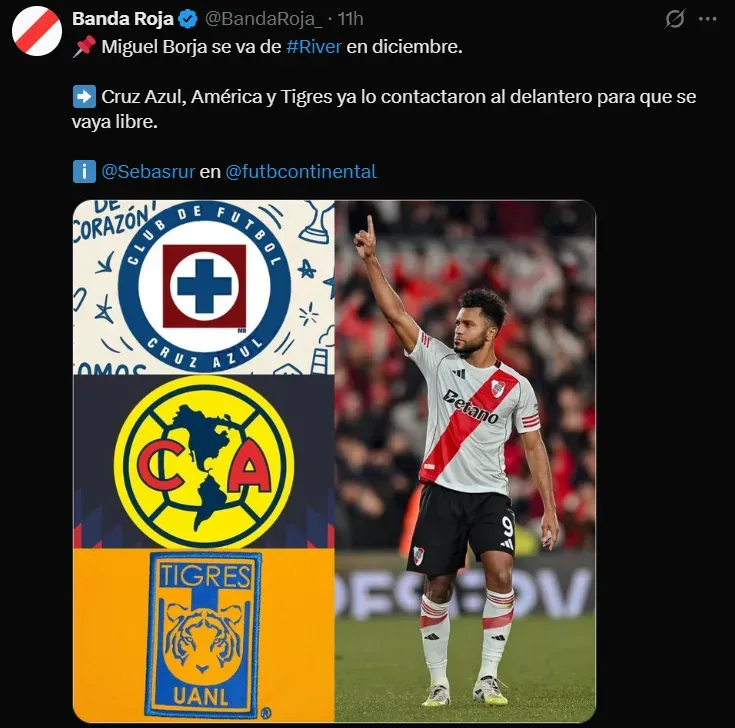 Borja se va de River y Cruz Azul, América y Tigres avanzan por él.