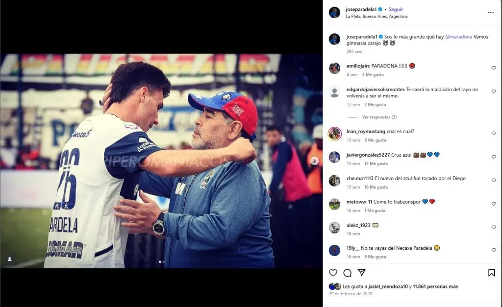 Cuando Diego Maradona se rindió ante el talento de José Paradela (Instagram)