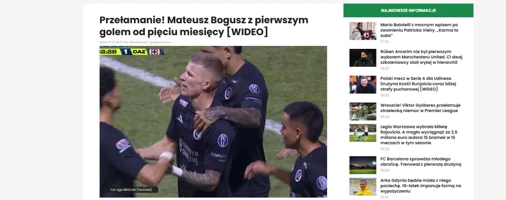 Prensa de Polonia reaccionó al golazo de Bogusz en Cruz Azul. (Transfery.info)