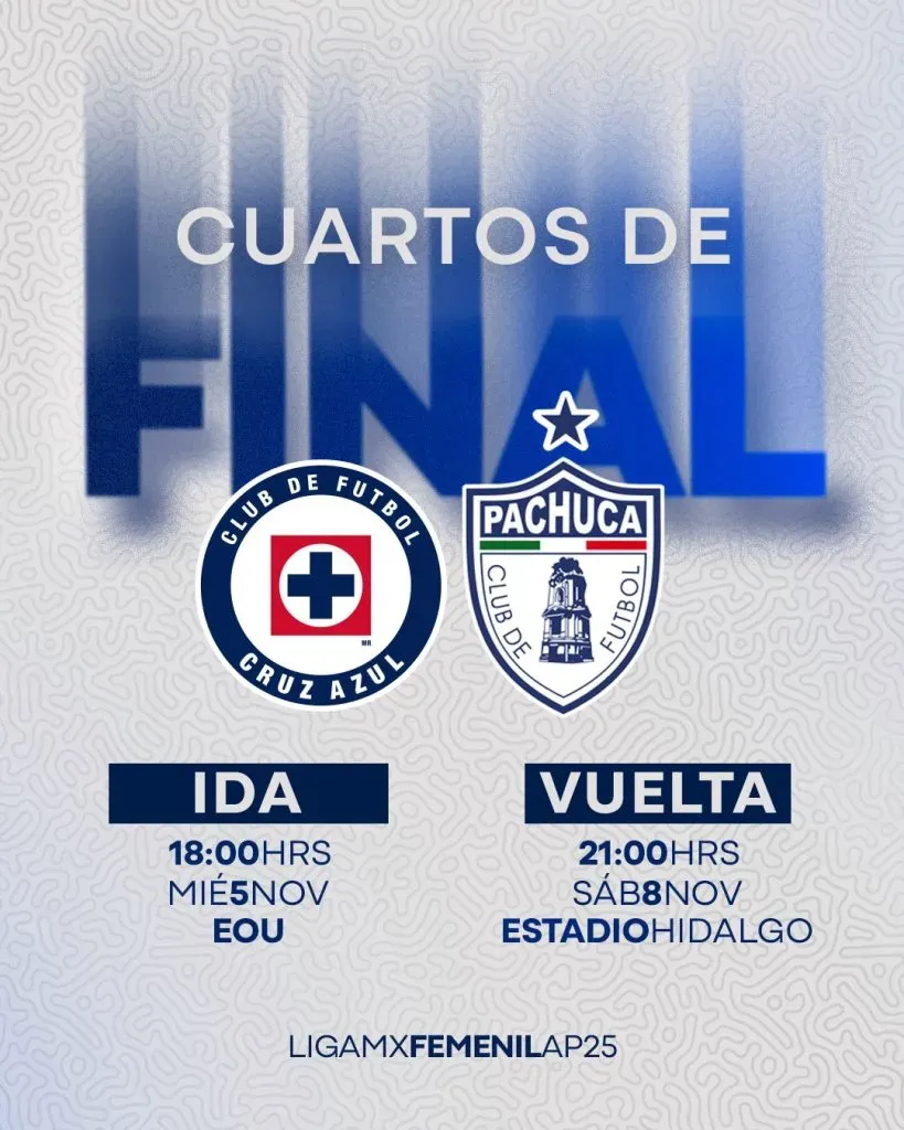 Oficiales los días y horarios para Cruz Azul Femenil vs. Pachuca. (@AzulFemenil)