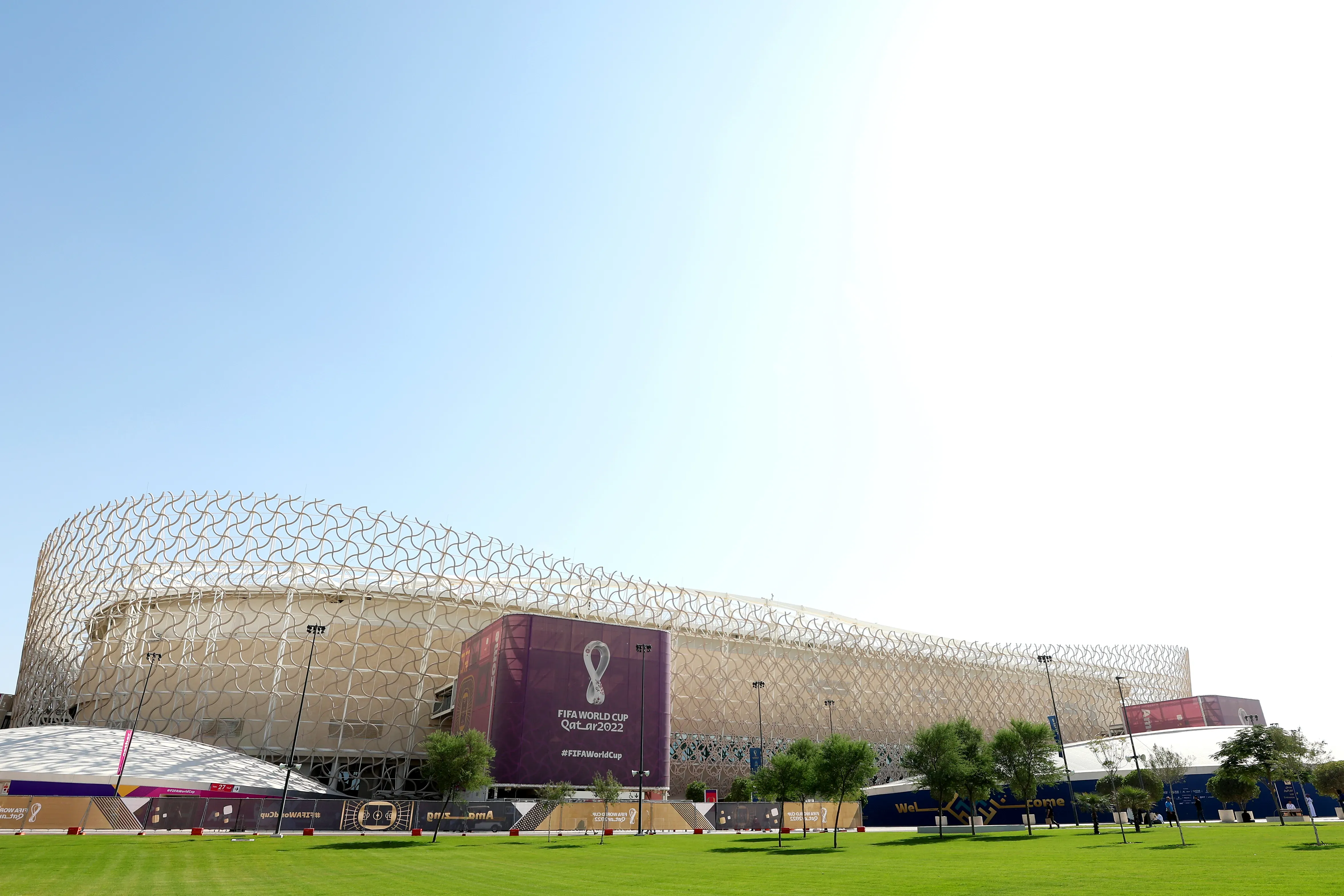 DOHA, QATAR – NOVEMBER 25: General view outside the stadium prior to the FIFA World Cup Qatar 2022 Group B match between Wales and IR Iran at Ahmad Bin Ali Stadium on November 25, 2022 in Doha, Qatar. (Photo by Catherine Ivill/Getty Images)