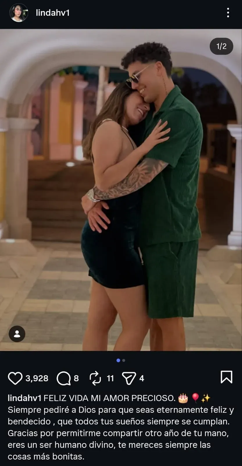 La emotiva publicación de la esposa de Jorge Sánchez por su cumpleaños (@lindahv1)