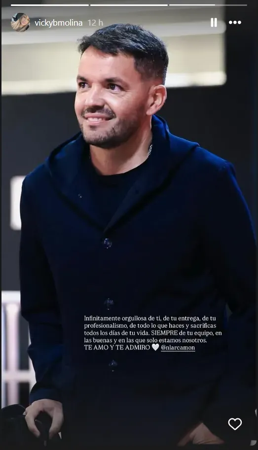 El mensaje de apoyo de Victoria Betancourt a Nicolás Larcamón. (Instagram @vickybmolina)
