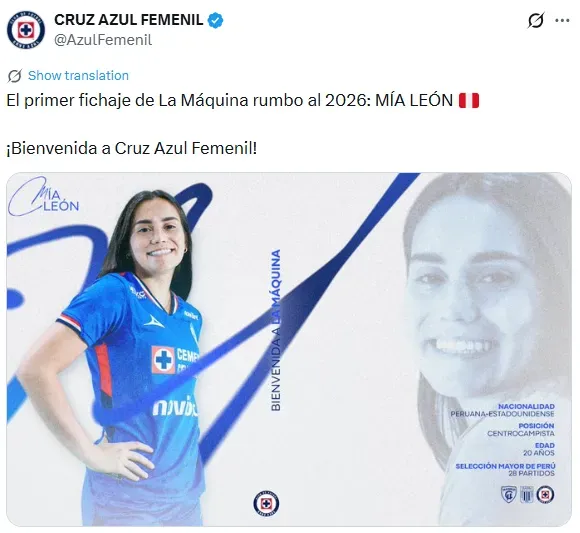 Publicación de Cruz Azul femenil