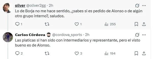 Información de Carlos Córdova en X