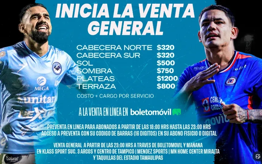 Entradas para el Cruz Azul vs. Jaiba Brava