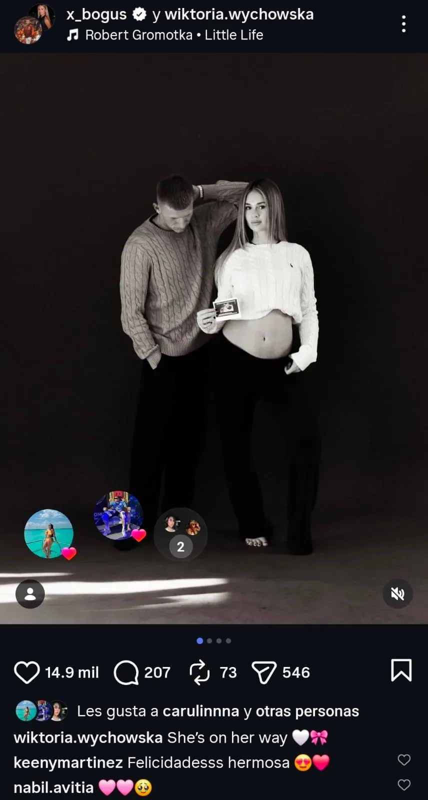 La publicación de Bogusz anunciando que será padre de una niña. (@wiktoria.wychowska)