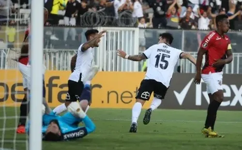 Mouche celebrando su gol en Copa Libertadores / Agencia Uno