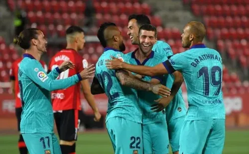 Los jugadores del Barcelona celebran la anotación de Vidal / FOTO: Getty Images