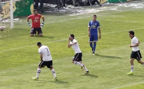Valdés celebrando el tanto sobre la U en el Superclásico del Transición 2017.