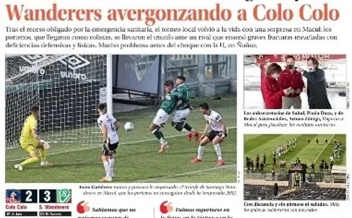 Portada de El Mercurio tras la caída sobre Wanderers