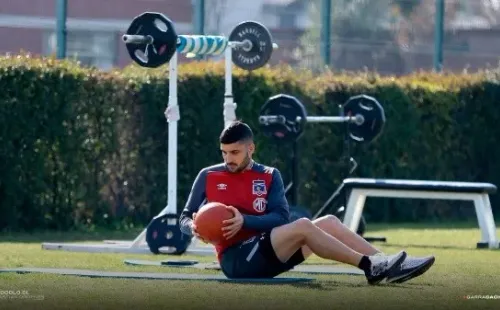 Nicolás Blandi en el entrenamiento de hoy