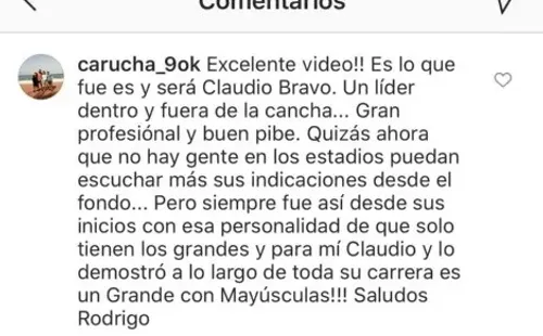 El mensaje de Carucha para su ex compañero Claudio Bravo.