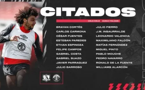 Citados Colo Colo vs Audax