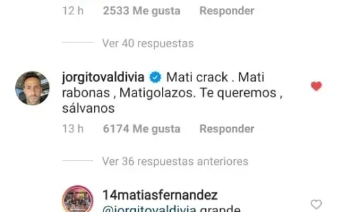 Los mensajes de Jorge Valdivia y Humberto Suazo a Matías Fernández.