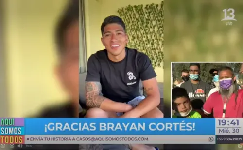 Brayan Cortés entregando su aporte en 'Aquí Somos Todos' de Canal 13