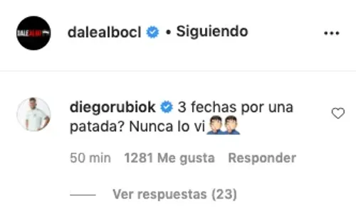 Diego Rubio reaccionó a la sanción de Matías Zaldivia.