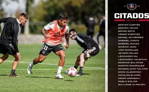 Los citados de Colo Colo para el Supeclásico ante Universidad de Chile. | Foto: Colo Colo.