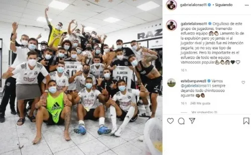 La publicación de Gabriel Suazo en su Instagram personal. | Foto: Captura.