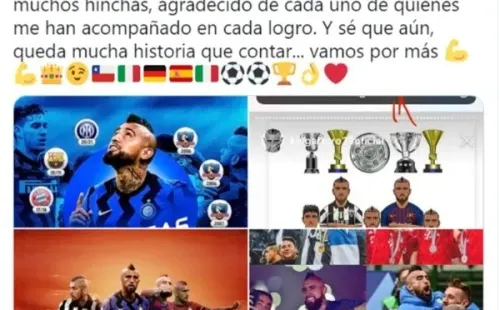 El mensaje de Arturo Vidal / FOTO: Twitter