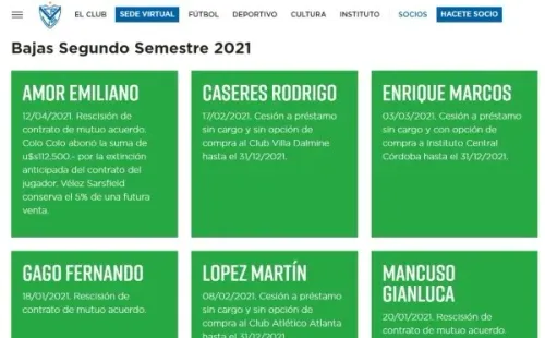 Vélez acostumbra a informar todos los movimientos de sus fichajes | Foto: captura