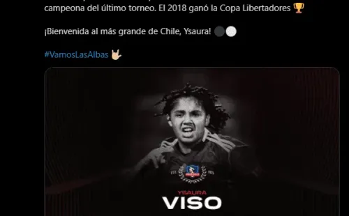 En las redes oficiales del club anunciaron la llegada de la atacante venezolana. Fuente: Captura.