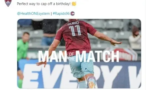 Diego Rubio fue elegido la figura del partido en triunfo del Colorado Rapids / FOTO: Twitter