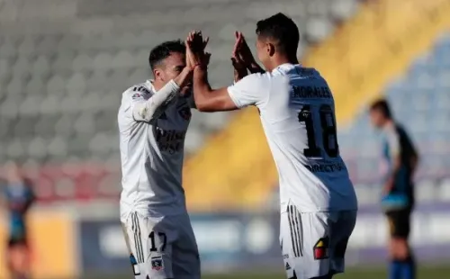 Iván Morales celebra su gol junto a Gabriel Suazo / FOTO: Agencia Uno