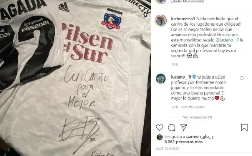 La publicación de Luis Mena agradeciendo el gesto del goleador albo | Foto: captura