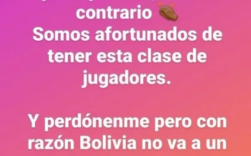 La publicación de Ronald De la Fuente tras el partido.