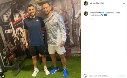 Nicolás Blandi junto a Marcelo Cañete. | Foto: Captura.