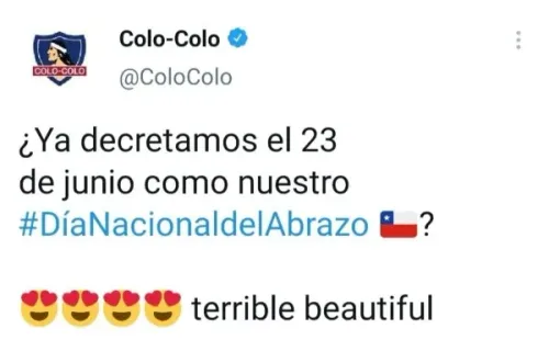 El tweet de Colo Colo donde propone celebrar la reconciliación de Bravo y Vidal.