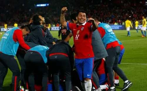 Los festejos del triunfo de Chile sobre Brasil en las Clasificatorias a Rusia | Foto: Agencia Uno