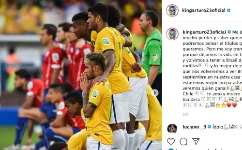 La publicación de Arturo Vidal tras la derrota de Chile.