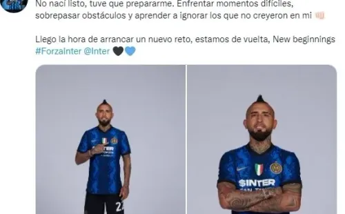 El mensaje de Arturo Vidal en su cuenta de Twitter.