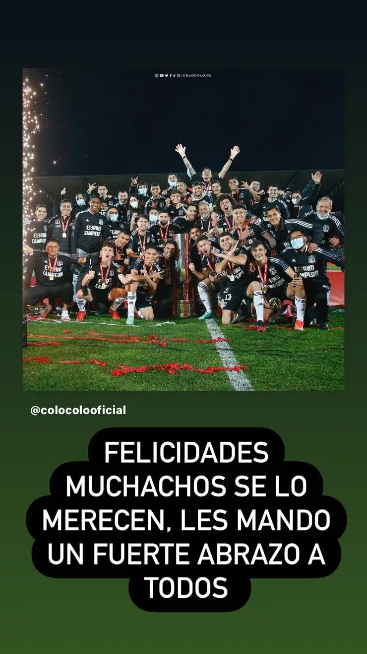 Felicitaciones de Martín Rodríguez a Colo Colo por el título de Copa Chile.