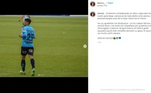El mensaje de Oroz para despedirse de Iquique. | Foto: Captura.