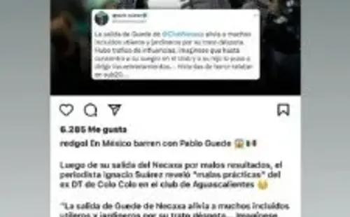 La publicación de Mark González en contra de Pablo Guede. | Foto: Captura.