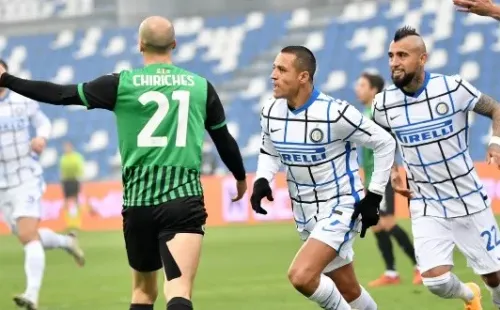 Alexis Sánchez y Arturo Vidal celebraron ante el Sassuolo por 2-1 en su último partido por Serie A / FOTO: Getty Images