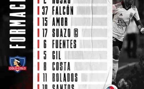 La oncea del Cacique para enfrentar a Huachipato. | Foto: Colo Colo.