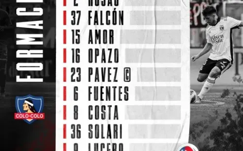 La oncena del Cacique esta tarde ante La Calera. | Foto: Colo Colo.