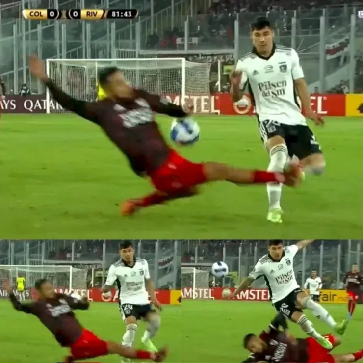 Fuerte infracción de Paulo Díaz contra Alexander Oroz