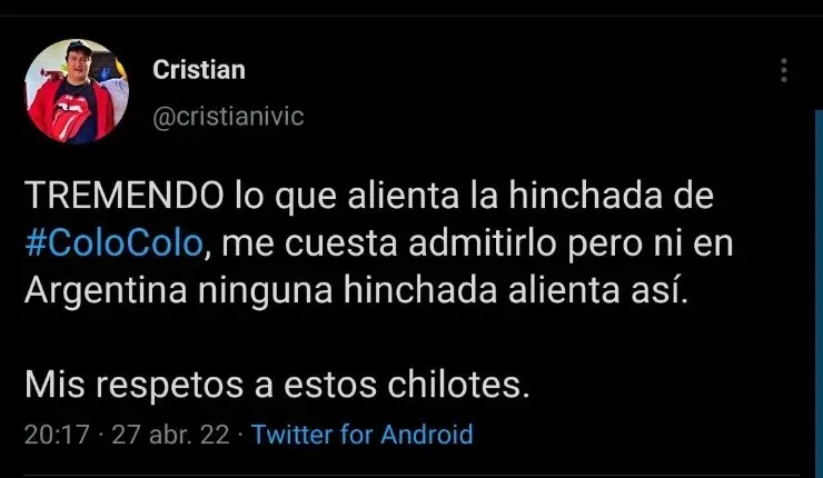 Hinchas argentinos maravillados con los colocolinos