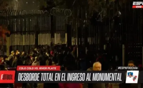 Parte de los incidentes ocurridos en el Estadio Monumental. Imagen: Captura pantalla ESPN