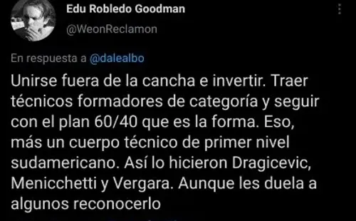 Hinchas de Colo Colo dan su receta para volver a ganar una Libertadores | Captura de pantalla Twitter