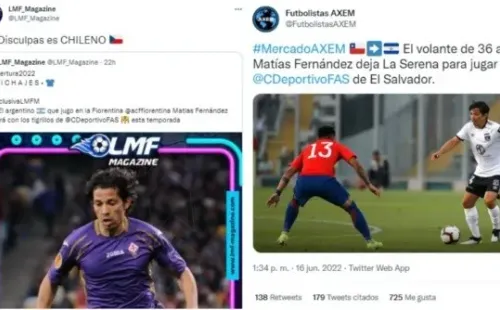 ¿Matías Fernández al fútbol de El Salvador? | Foto: Captura.