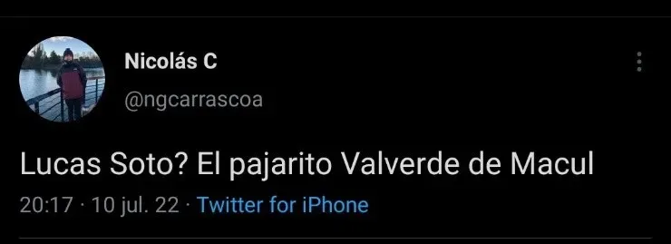 Hinchas enloquecen con el partido de Lucas Soto | Imagen: Twitter